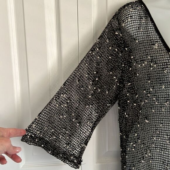 Papa From Vancouver Black/White Cotton Blend Beach Cover Up/Cardigan Top Sz S/M - Picture 5 of 14